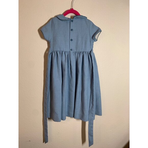Vintage LVLI & Me Dress Smocked Y2K 90s 80s Fit Flare Party Blue Girls Size 4 - Picture 5 of 8